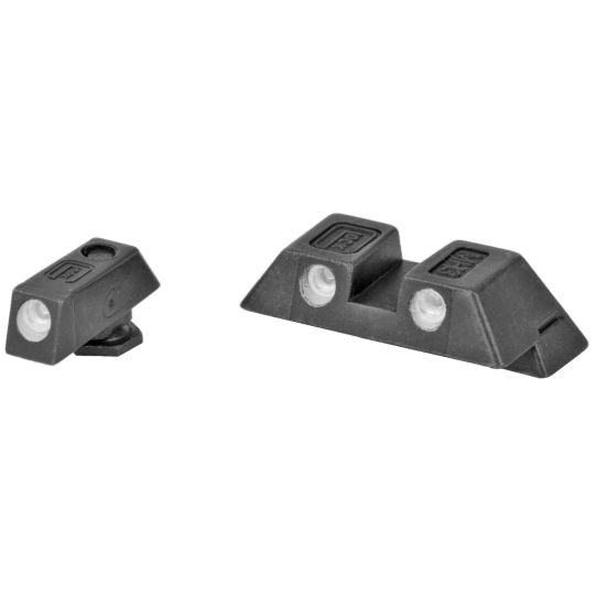 Glock, OEM Night Sight Set, 6.5mm, Fits Glock G17/19/22/23/26/27/33/34/35/37/38/39, Does Not Fit G42/43, Green Dot, Steel