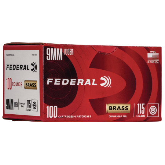Federal Champion Training 9mm Luger 115gr FMJ 100rd Box