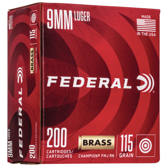 Federal Champion Training 9mm Luger 115gr FMJ 200rd Box