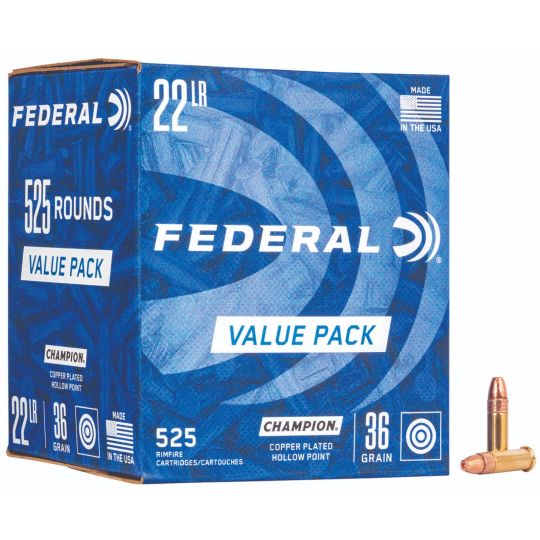 Federal Champion Training Value Pack 22LR 36gr Copper Plated 525rd Box
