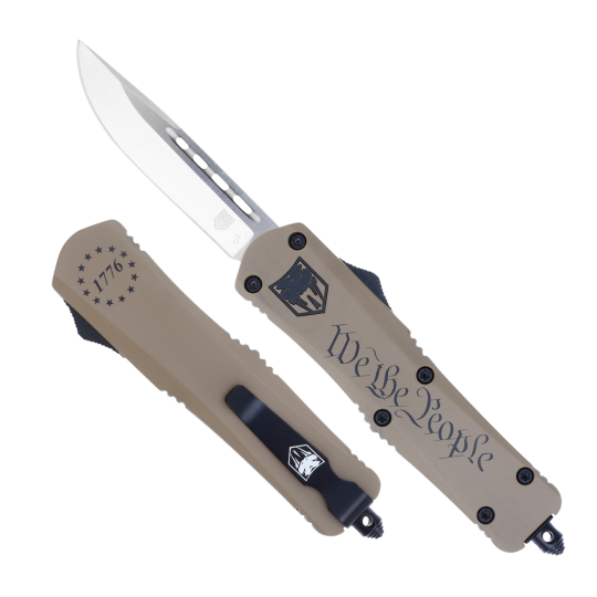 CobraTec FS-3 We The People OTF 3" D2 Steel Knife Tan Handle