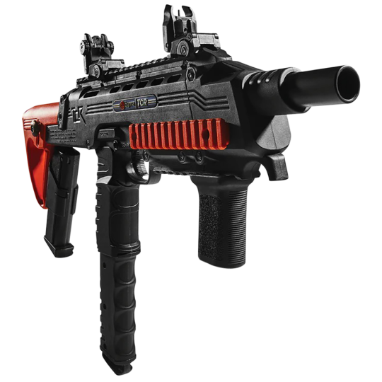 Byrna Technologies TK68401ORN TCR Basic Kit CO2 7rd/12rd, Black Rec, Orange Adjustable Stock, Flip-Up Sights