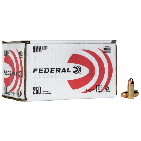 Federal Champion Training 9mm Luger 115gr FMJ Ammo 250rd Box
