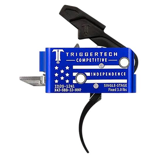 TriggerTech X43SBB33NNP Competitive Independence Pro Curved Two-Stage Trigger, Blue & White Engraved Flag Housing, Fits AR-15