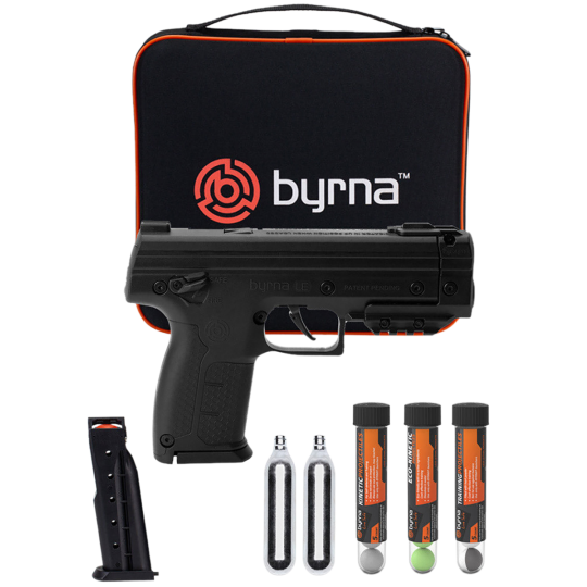 Byrna Technologies LK683001BLKKINETIC Byrna Le Kinetic Kit CO2 .68 5rd Black Rubber Grips