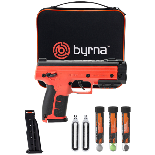 Byrna Technologies LK683001ORNKINETIC Byrna Le Kinetic Kit CO2 .68 5rd Black Rubber Grips