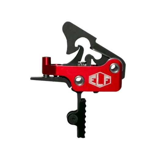 Elftmann Tactical, Apex, Adjustable Trigger, Large Pin, Straight with Black Shoe, Fits AR-15, Anodized Finish, Red