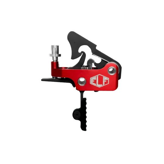 Elftmann Tactical, Apex, FA, Adjustable Trigger, Large Pin, Straight with Black Shoe, Fits AR-15, Anodized Finish, Red