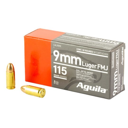 Aguila Ammunition, Target & Range, 9MM, 115 Grain, FMJ, 50 Round Box