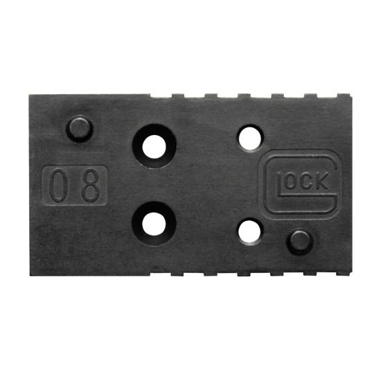 Glock, MOS Plate, Size 08, Fits Leupold Footprint, For Glock MOS Gen 5 45ACP/10mm, Black