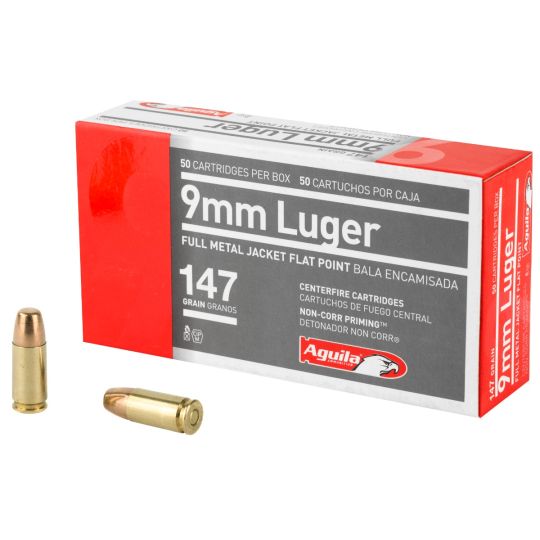 Aguila Ammunition, Target & Range, 9MM, 147 Grain, FMJ, 50 Round Box