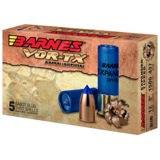 Barnes VOR-TX 12 Gauge 3” 438 Grains Slug Shotshell, 5 Rounds
