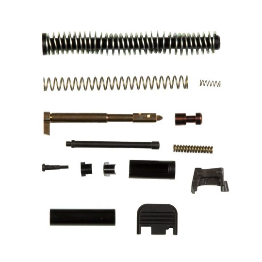 Zaffiri Precision, UPK, Upper Parts Kit, For Glock 17/34 Gen 1-3, Includes Firing Pin and Spring, Firing Pin Spacer Sleeve, Firing Pin Channel Liner, Spring Cups, Safety Plunger and Spring, Extractor, Extractor Depressor Plunger Assembly, Slide Recoil Cov