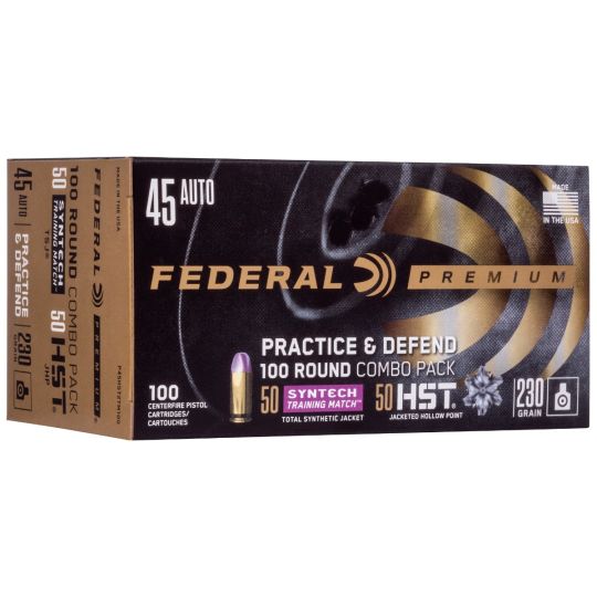 Federal Premium Practice & Defend HST 45ACP 230 Grain JHP/TSJ 100 Rounds