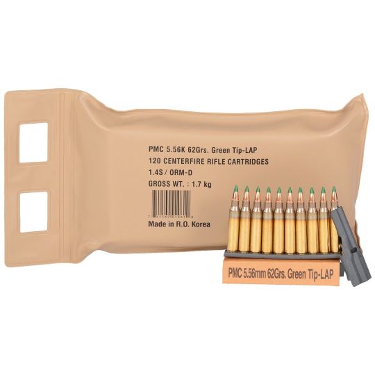 PMC X-Tac 5.56mm NATO 62gr Green Tip Ammo 120rd Battle Pack