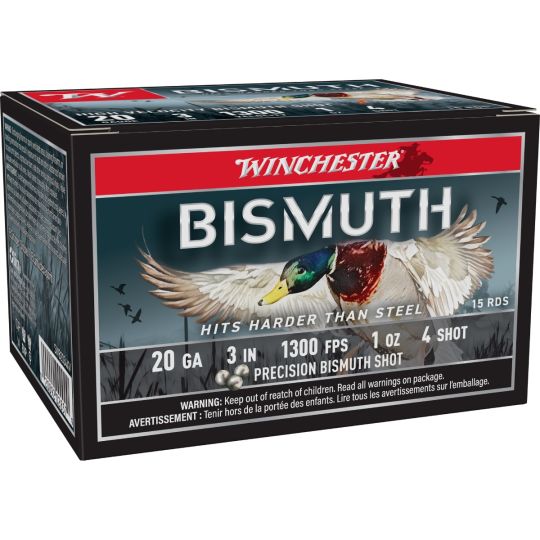 Winchester Bismuth 20 Gauge 3" #4 Shotshell, 1oz, 15 Rounds
