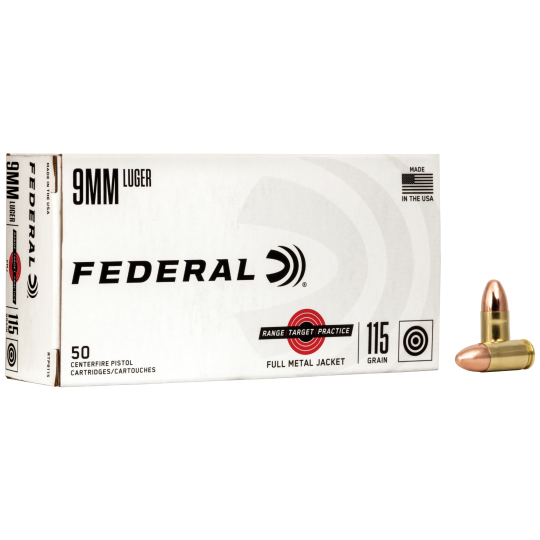 Federal Range & Target 9mm Luger 115gr Full Metal Jacket 50rd Box