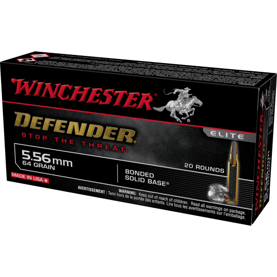 Winchester Ammo Defender 5.56x45mm NATO 64gr Bonded Solid Base - 20rd Box