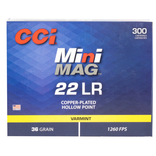 CCI Mini-Mag Varmint 22LR 36gr Jacketed Hollow Point 300rd Box
