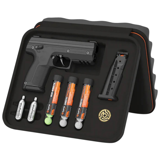 Byrna Technologies SK68300BLKKINETIC SD Kinetic Kit CO2 .68 Cal 5rd, Black Polymer, Rubber Honeycomb Grip, C02 & 15 Projectiles Included