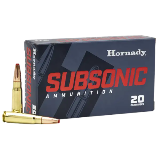 Hornady Subsonic 7.62x39mm 255gr Sub-X Ammo -20rd Box Silent, Powerful, Accurate