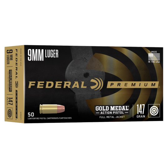 Federal Gold Medal Centerfire Pistol 9mm Luger 147gr FMJ 50rd Box