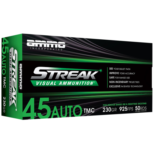 Ammo Inc Streak Visual (GREEN) .45 ACP 230gr Total Metal Case – 50rd Box