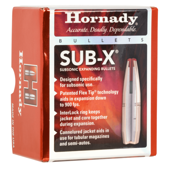 Hornady Sub-X 7.62x39mm 255gr Subsonic Reloading Bullets Bulk Pack - 100rd Box