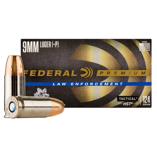 Federal P9HST3 Premium Personal Defense 9mm+P 124gr HST Jacketed Hollow Point 50 Per Box/20 Case