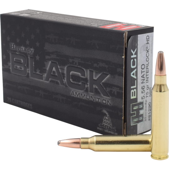 Hornady Black 5.56x45mm NATO 75gr InterLock Heavy Duty Ammo - 20rd Box