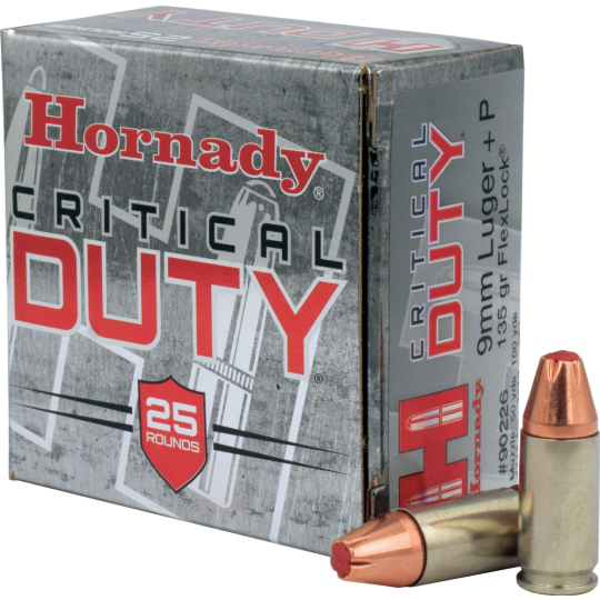 Hornady Critical Duty 9mm Luger +P 135gr FlexLock – 25rd Box