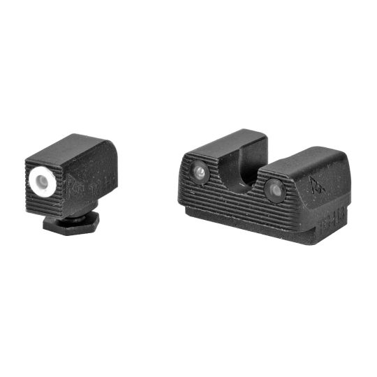 Rival Arms, Tritium 3 Dot Front/Rear Green Night Sight For Glock MOS 17/19, Orange Front Sight Ring, Black Nitride Quench-Polish-Quench (QPQ) Finish