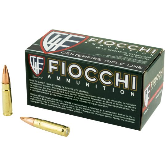 Fiocchi 300 AAC Blackout Ammo, 150 Grain FMJ-BT 50 Rds Box