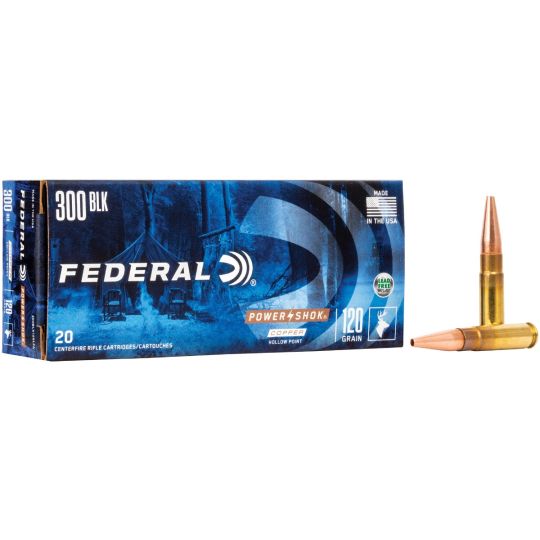 Federal PowerShok 300 Blackout 120 Grain Copper Soft Point Ammo 20Rds Box
