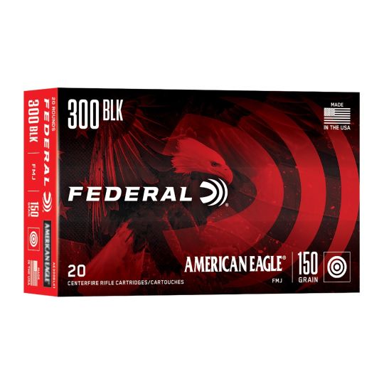 Federal American Eagle 300 BLK 150gr FMJ Ammo 1900 FPS 20Rds Box