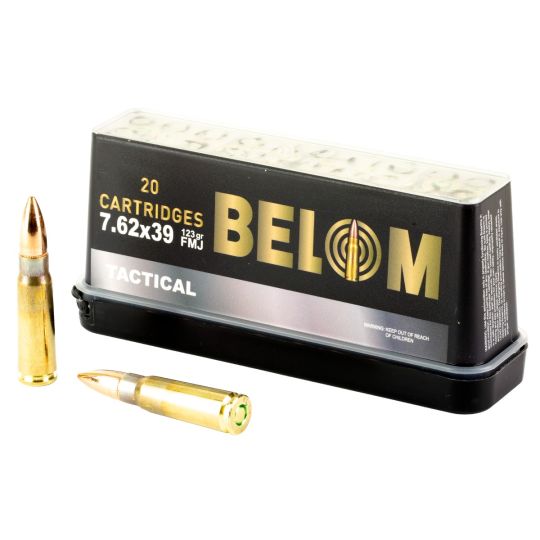 Belom Ammo, 7.62X39mm, 123 Grain, Full Metal Jacket, Brass Cased, 20 Round Box