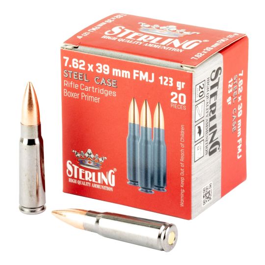 Sterling Ammo Steel Case Select 7.62x39 FMJ Steel Case 123gr FMJ - 20rd Box