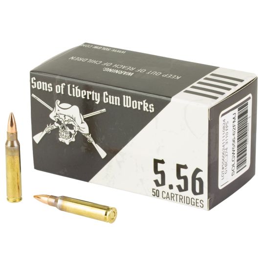Sons of Liberty Gun Works 556NATO 62gr FMJ Ammunition 50 Rounds